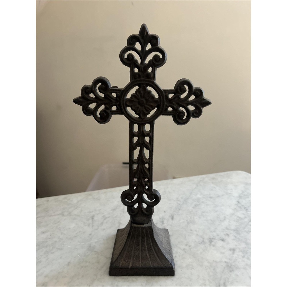 Vintage Cross Decorative Cast or Wrought Iron Religious Home Garden Home Decor